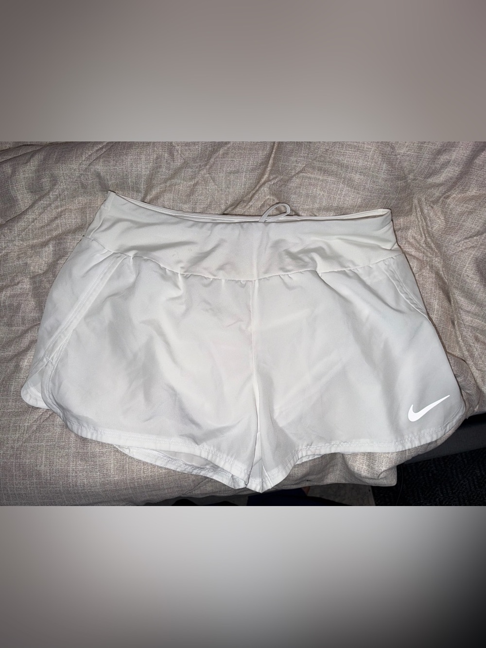 Nike White Women's Athletic Running Shorts with Swoosh